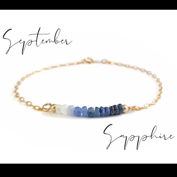 Sapphire Ombré Bracelet 14k gold filled bar - Picture 2 of 3